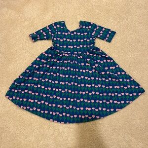 Hanna Andersson Girl’s Blue Dress with Pink Tulips in Size 10